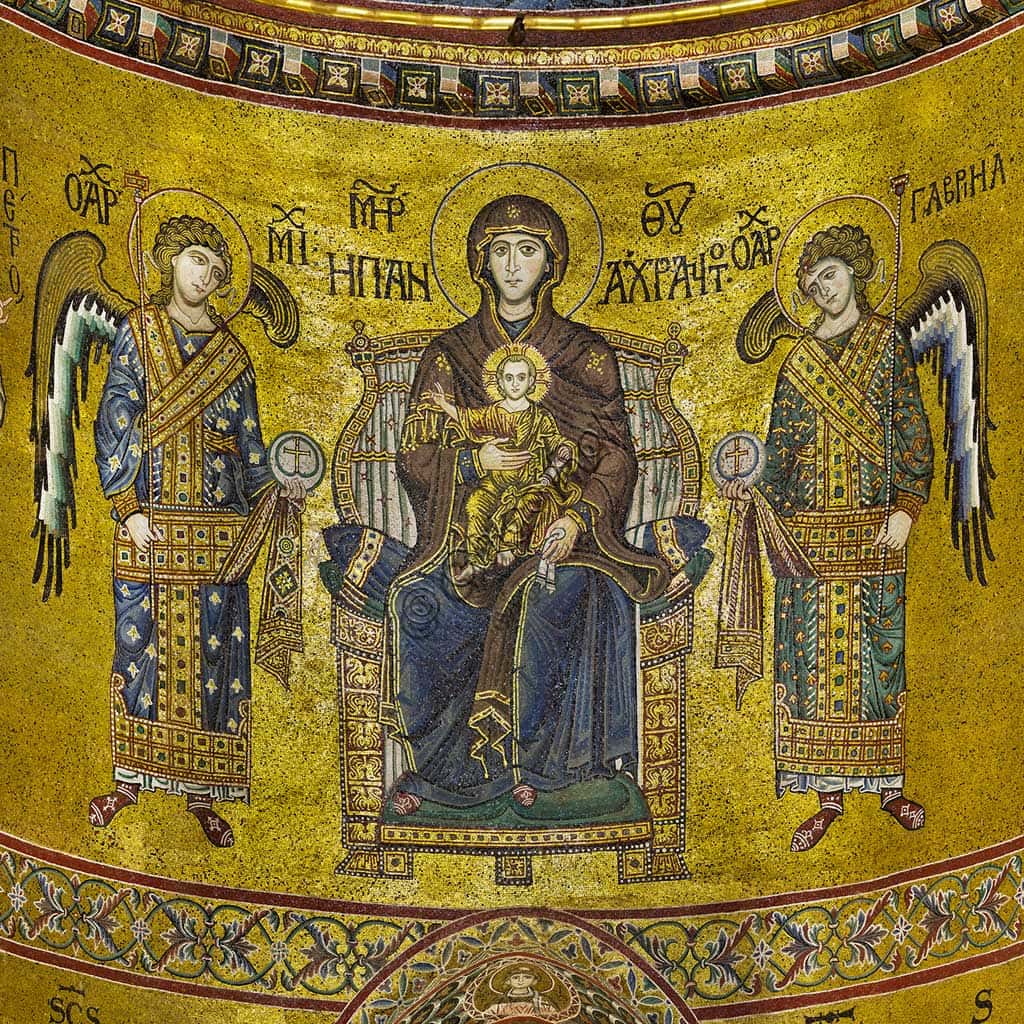 Apse Mosaic: Madonna Enthroned with Infant Jesus in Monreale Cathedral