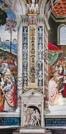 Aedicule with Expulsion from Eden by Jacopo della Quercia in Siena