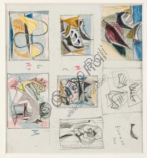 Disegno a Pastelli 'Capri Roma' di Enrico Prampolini