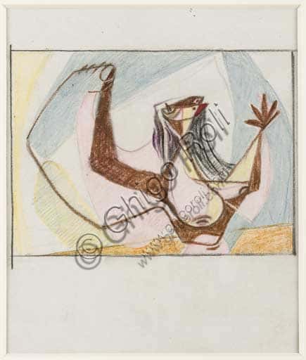 Enrico Prampolini: Figura cosmica femminile, pastello su carta