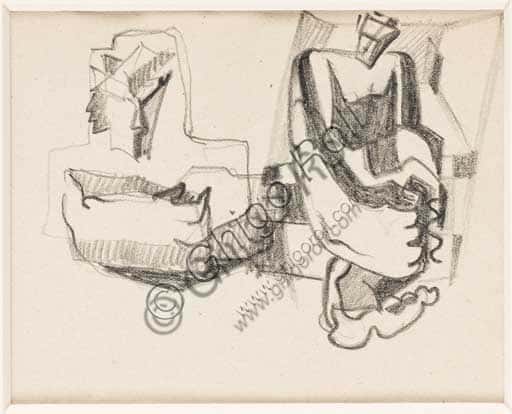 Enrico Prampolini: Studi per Figure Cosmiche (1941 ca.) | Disegno Futurista