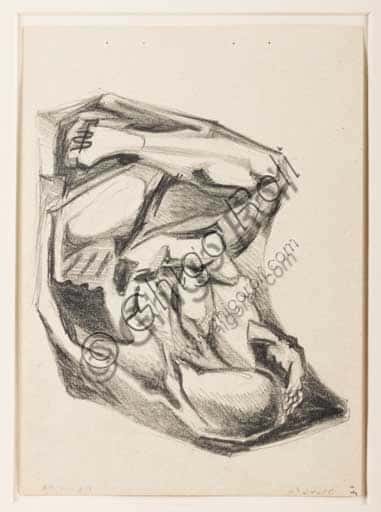 Studio per figura su drappo scultoreo: disegno a matita di Enrico Prampolini