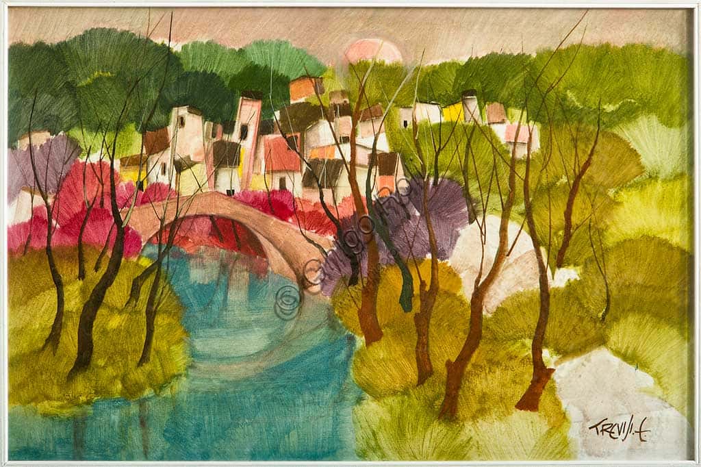 Enzo Trevisi's Landscape Painting: Oil on Canvas Analysis
