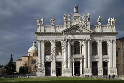 Facade of the Papal Archbasilica of St. John Lateran in Rome