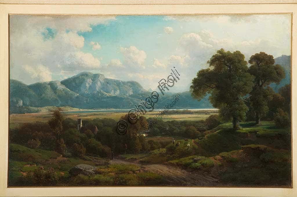 Filippo Reggiani - Paesaggio Arcaico: olio su tavola 43,5x70,5 cm