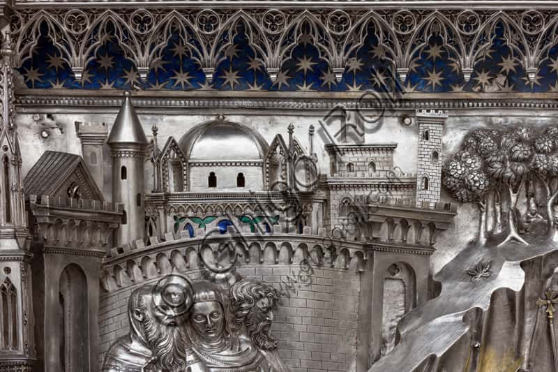 Silver Tile of Infant St. John with Medieval Town Detail