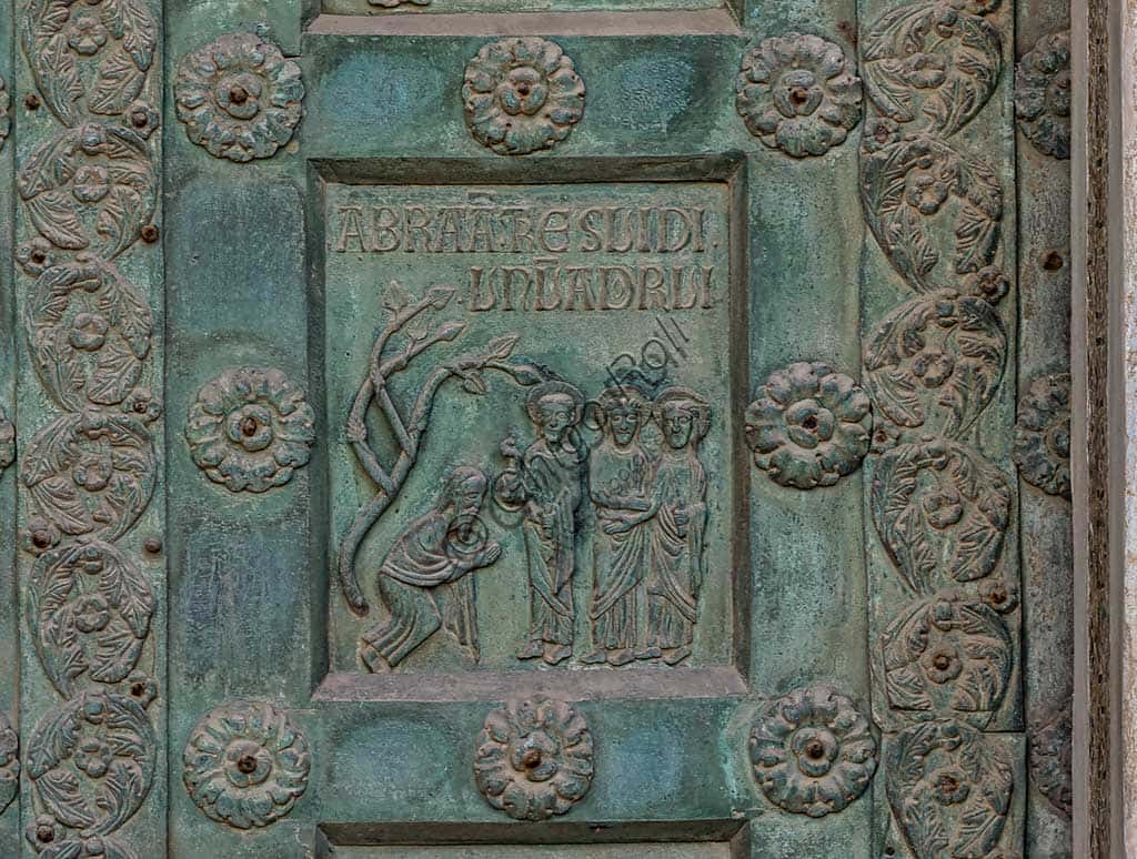 Bronze Tile of Abraham and Three Angels, Gate by Bonanno Pisano