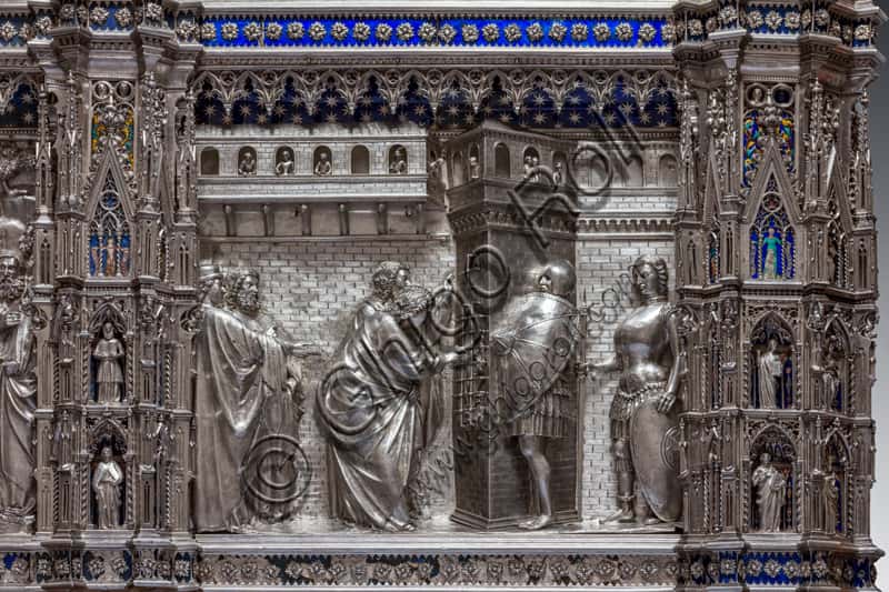 St John in Prison Sends Disciples to Jesus: Tile by Leonardo di Ser Giovanni