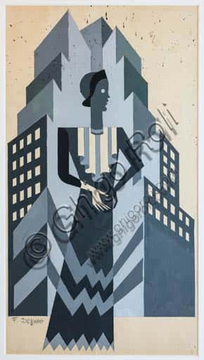 Studio di Fortunato Depero per Vogue: Modella e Grattacielo (1929-1930)