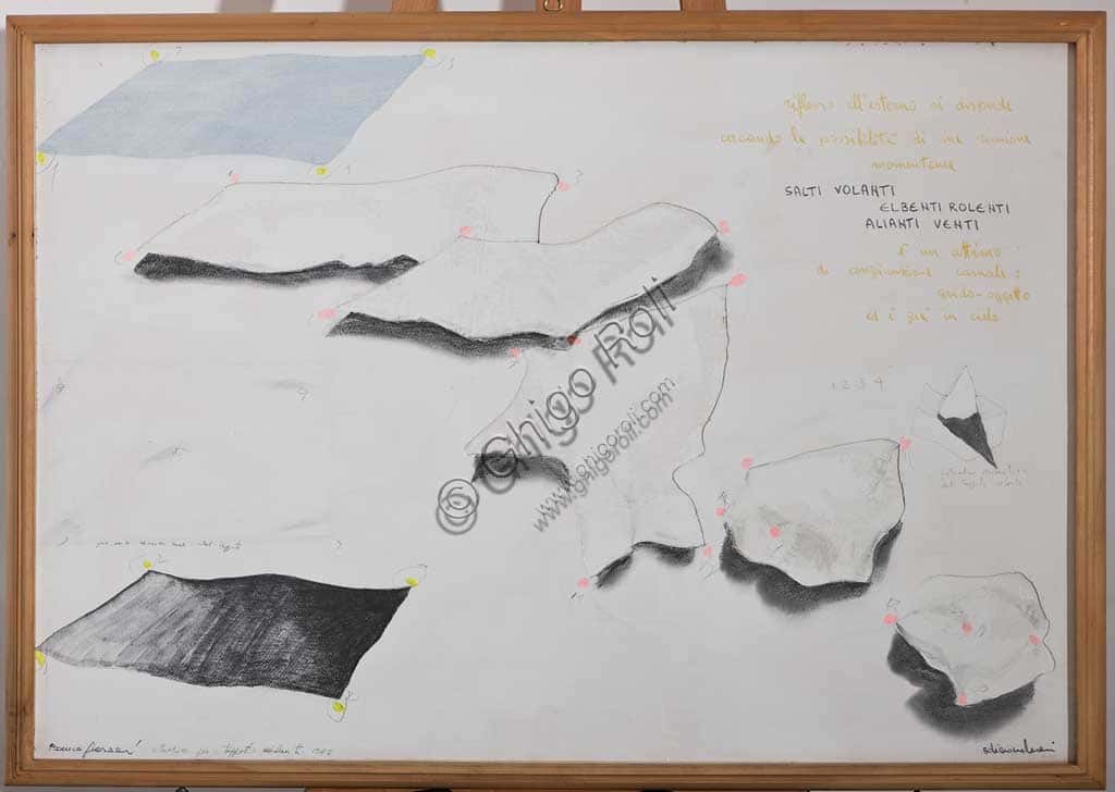 Franco Guerzoni - Studio per i Tappeti Volanti, Tecnica Mista (70x100 cm)