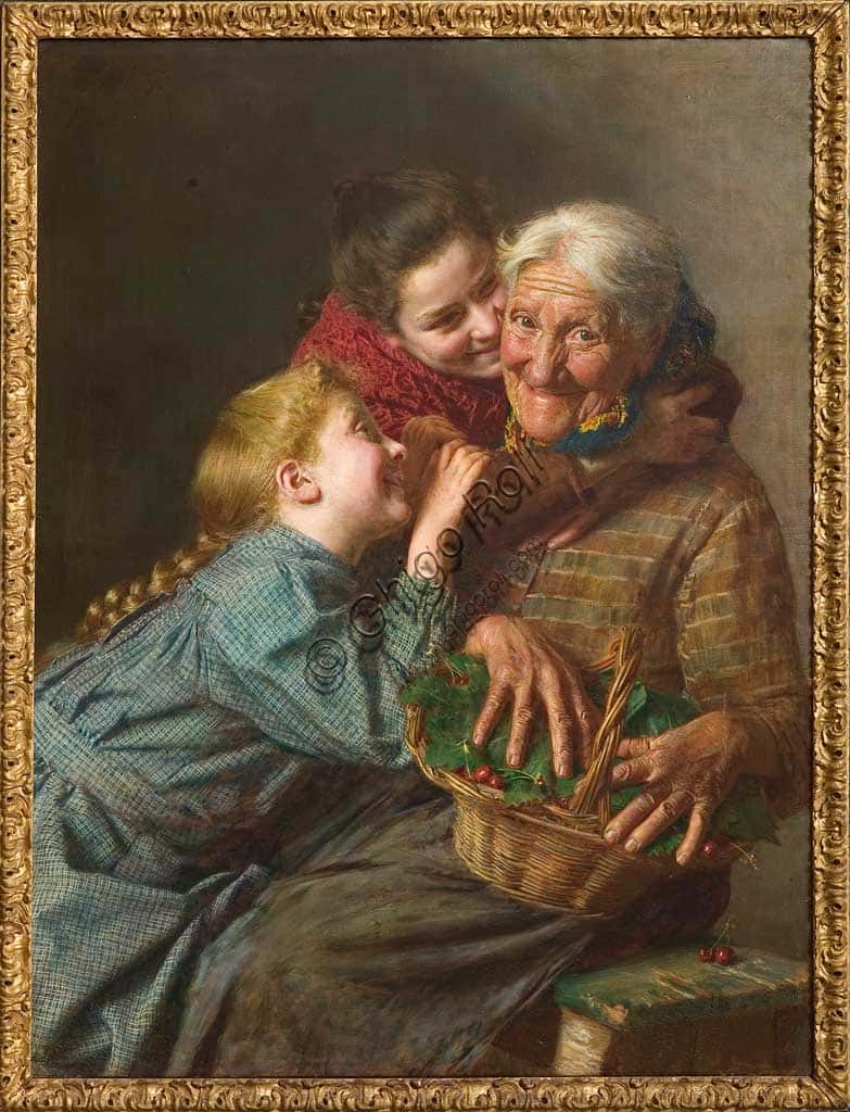 The Welcome Guest by Gaetano Bellei: 1882 Oil on Canvas Painting