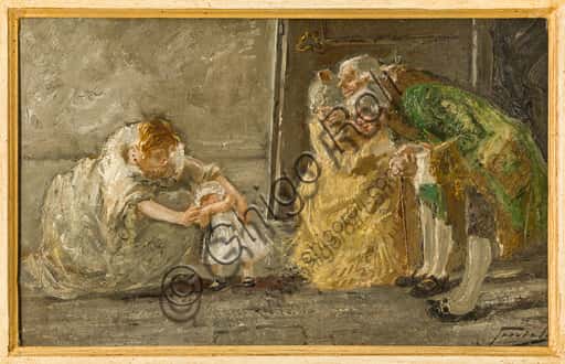 Gaetano Previati: 'Scena' - Dipinto Divisionista del XIX Secolo