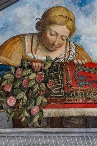 Garofalo Fresco in Palazzo Costabili: Gentlewoman in Yellow Dress with Flowers