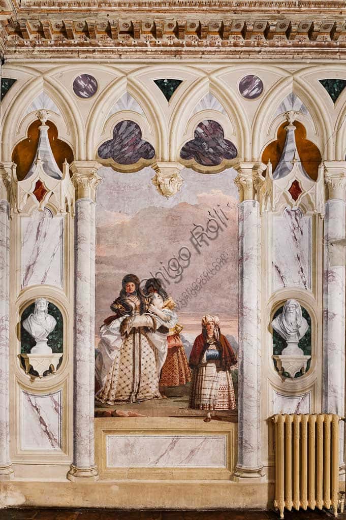 Fresco by Giandomenico Tiepolo: 'A Winter Walk' at Villa Valmarana