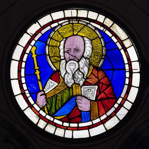 Giotto's Stained Glass 'Aaron' in the Basilica of Santa Croce, Florence