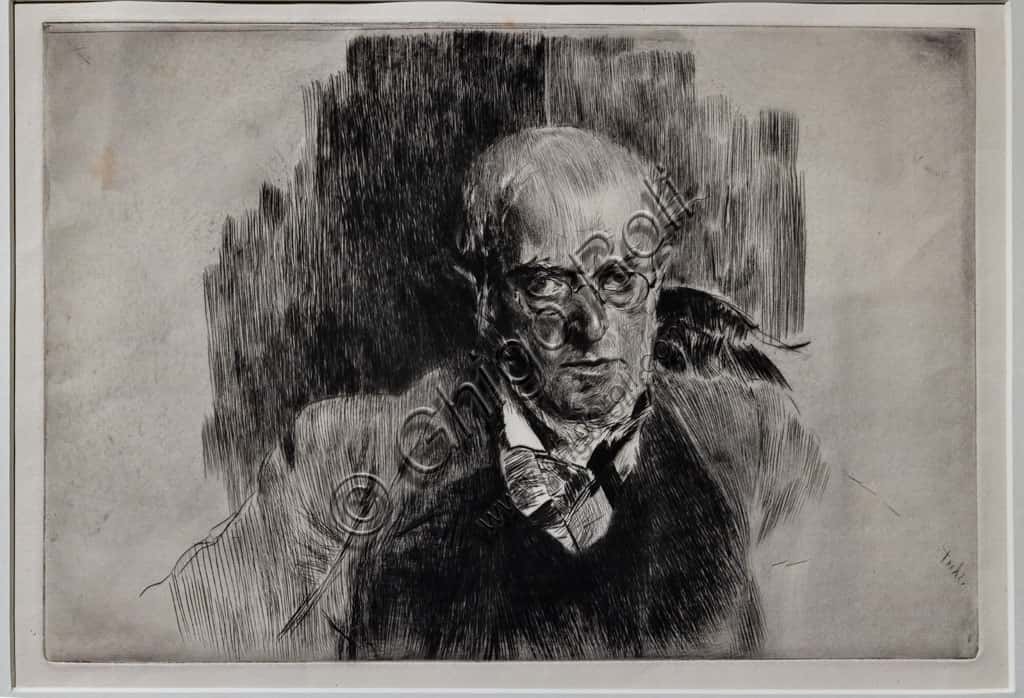 Portrait of Adolf Menzel: Drypoint by Giovanni Boldini (1890)