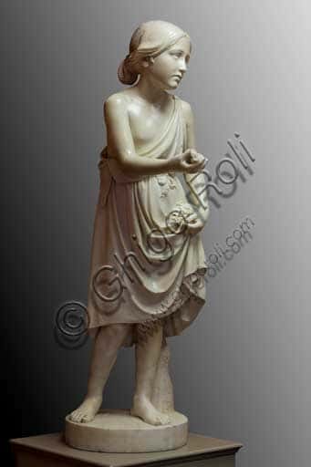 Giovanni Cappelli, 'Giovinetta': Scultura in Marmo del XIX Secolo