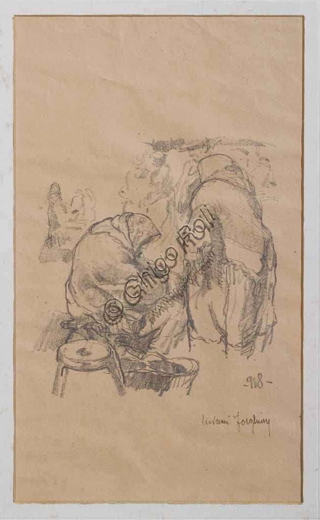 Giovanni Forghieri: 'Women at the Market' (1918) - Lithograph Print