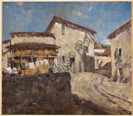 Giovanni Forghieri - Strada di campagna con case: dipinto moderno