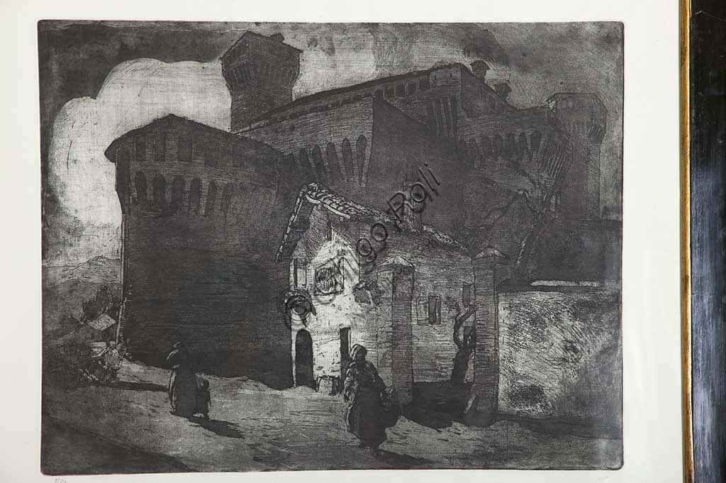 Etching "The Castle of Vignola" by Giuseppe Graziosi (1879-1942)