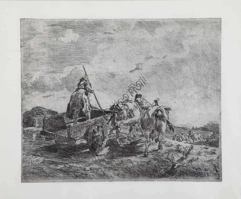 "Cart with Oxen" Etching and Aquatint by Giuseppe Graziosi