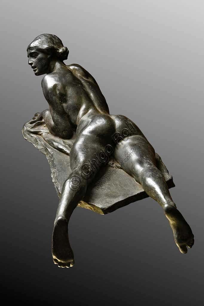 Female Peasant with a Pig: Bronze Sculpture by Giuseppe Graziosi