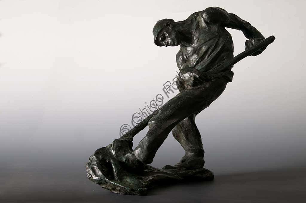 Bronze Sculpture 'Mowing Peasant' by Giuseppe Graziosi