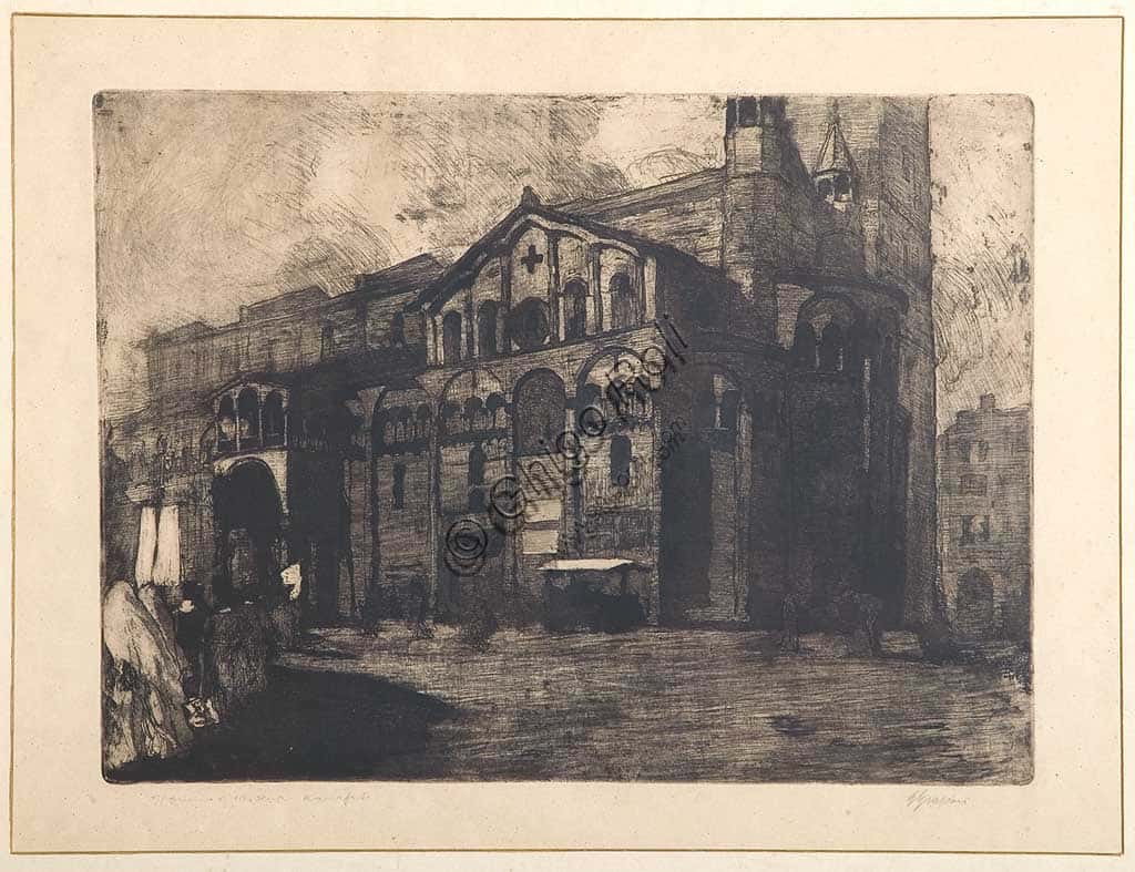 The Duomo of Modena: Etching by Giuseppe Graziosi