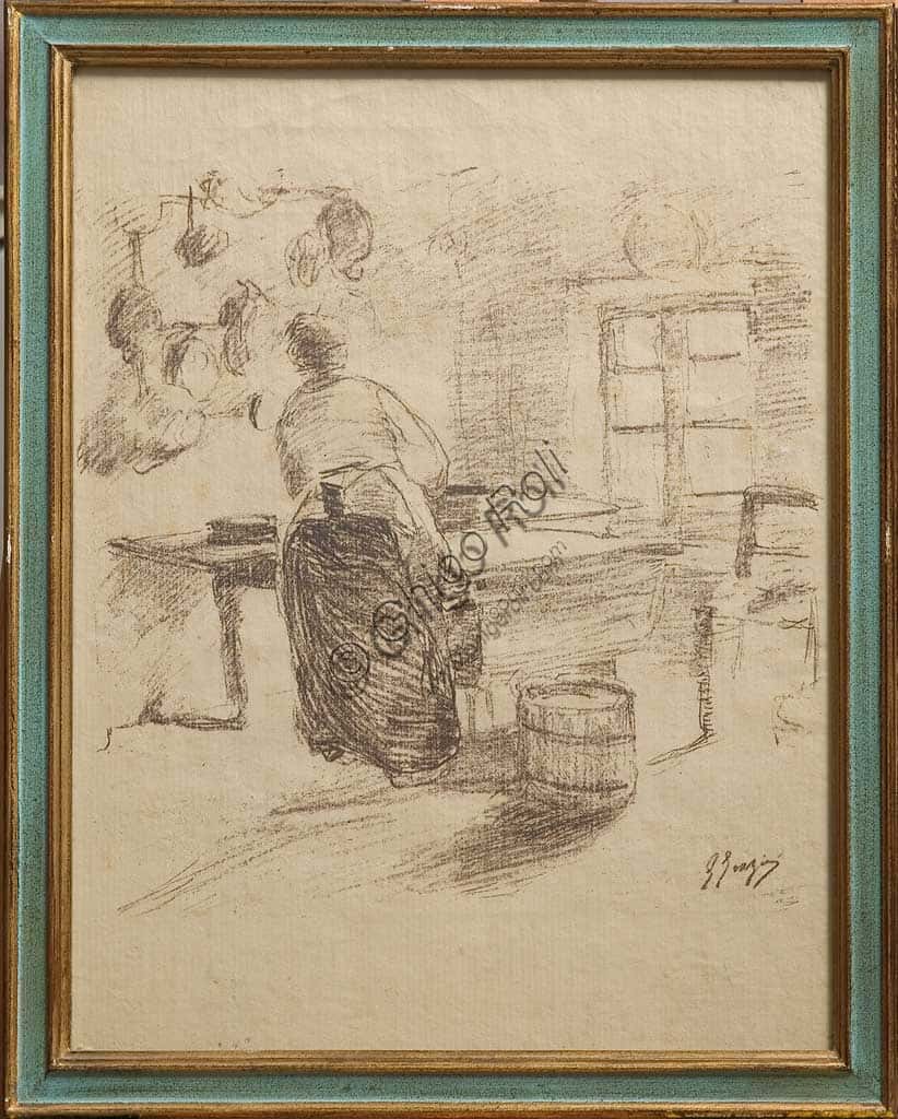 In the kitchen by Giuseppe Graziosi: Early 20th Century Lithograph