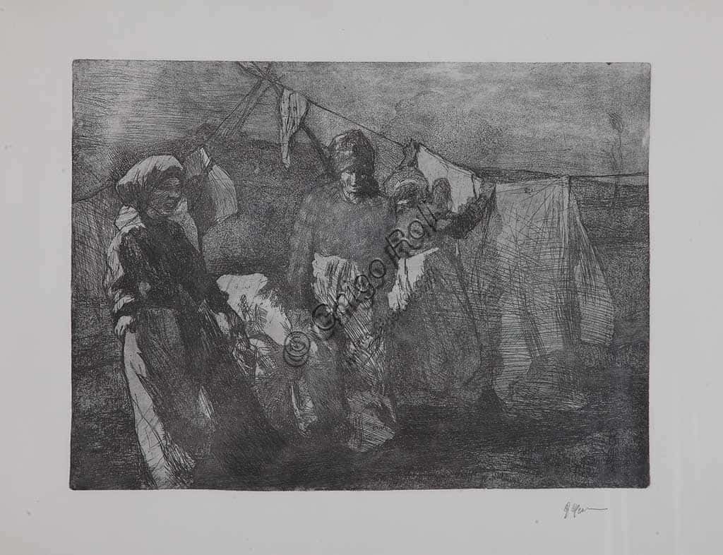 Washerwomen by Giuseppe Graziosi: Etching and Aquatint Print