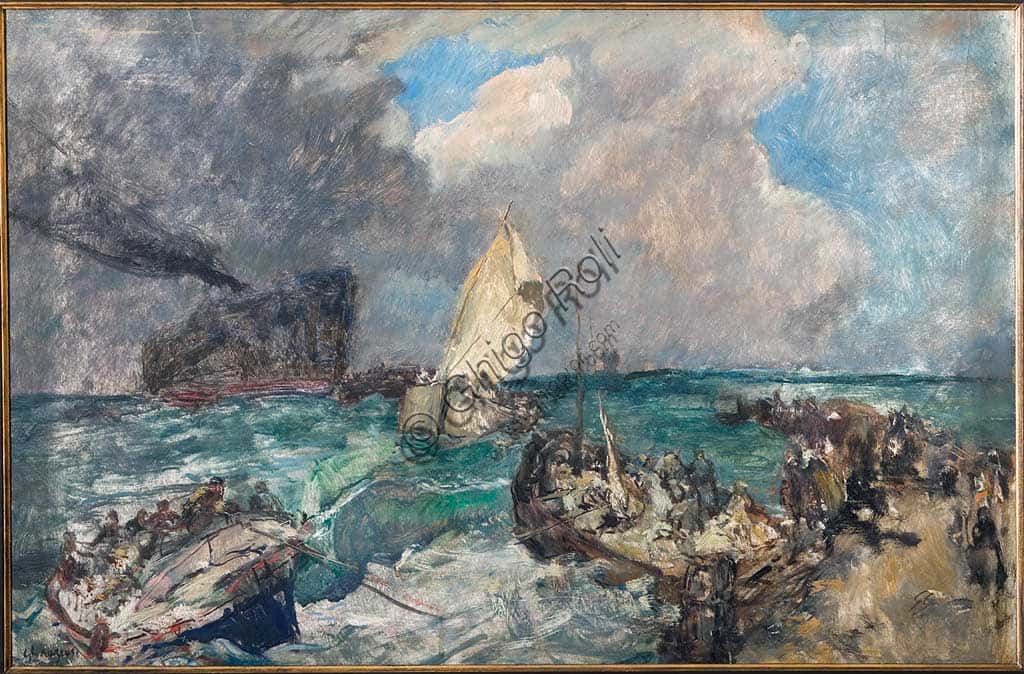 Landing of the Serbian Army by Giuseppe Graziosi - Italian Historical Painting