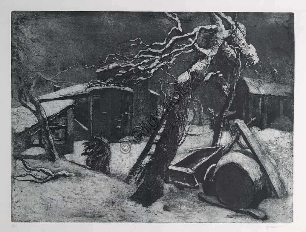 "Winter Evening" Etching by Giuseppe Graziosi | Art Print