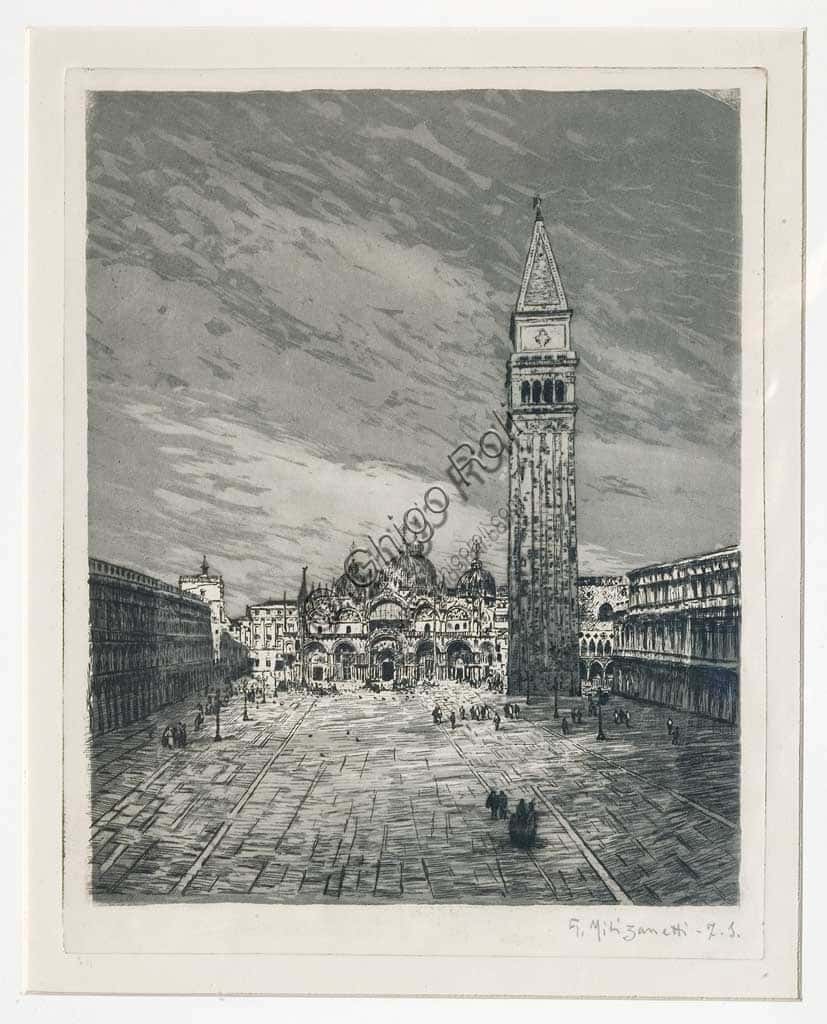 St. Mark's Square by Giuseppe Miti Zanetti: Etching and Aquatint Art Print