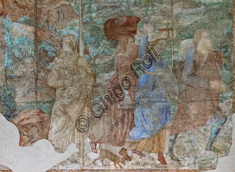 Detail of 'Burning of Sodom' Fresco by Benozzo Gozzoli, Camposanto, Pisa