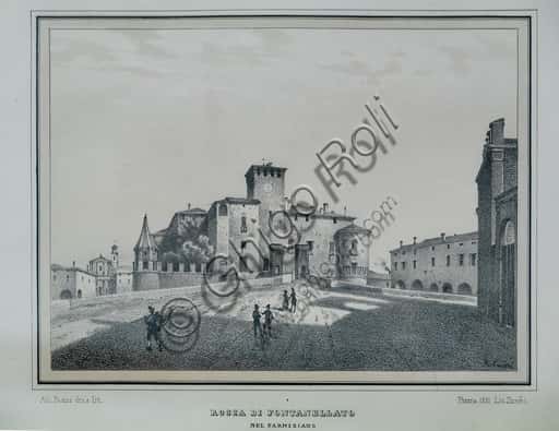 Rocca Sanvitale Fortress in Fontanellato: A 19th Century Print