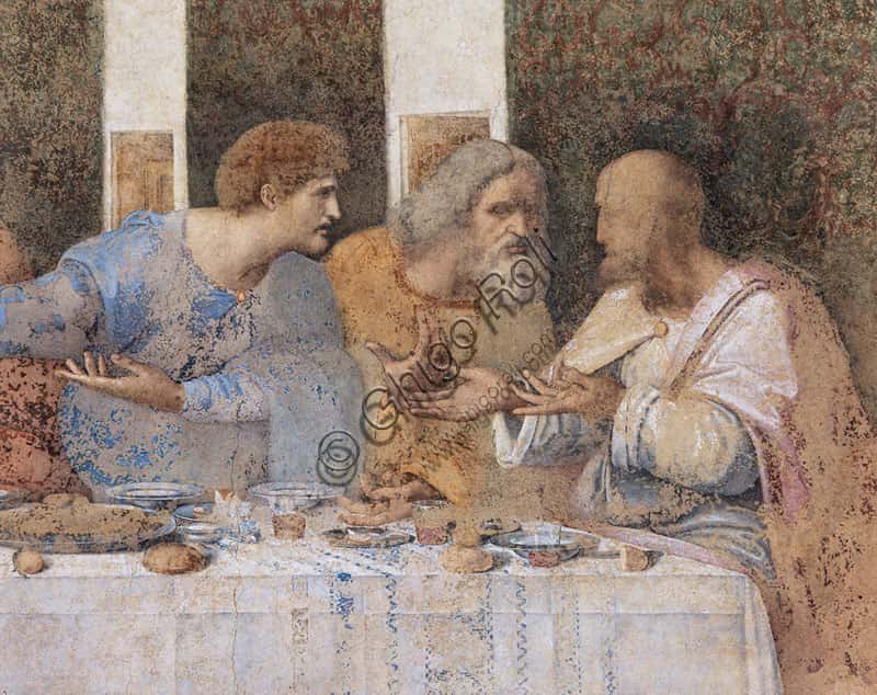 Right Side Detail of The Last Supper: Apostles Matthew, Jude, and Simon