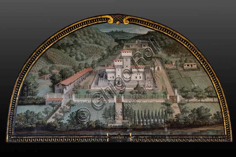 Lunetta Cafagiolo di Giusto Utens: Veduta della Villa Medicea