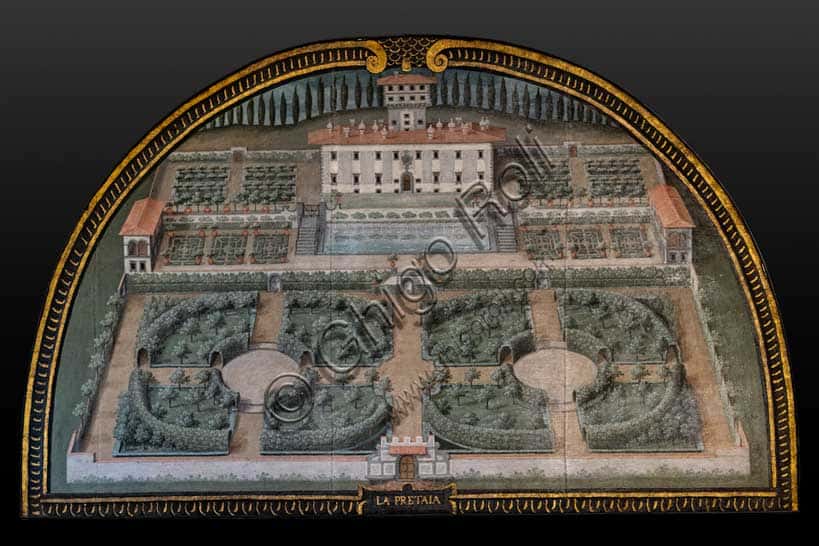Lunetta di Giusto Utens: Villa Medicea La Petraia nella Veduta Aerea