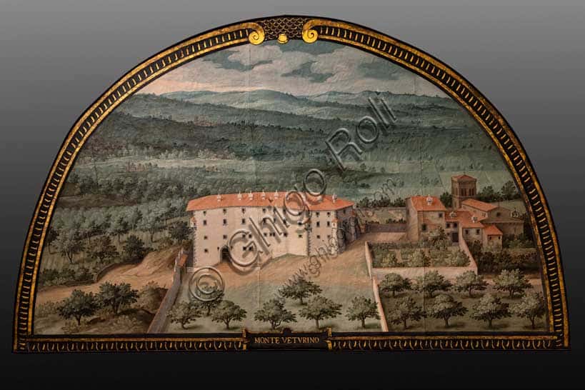 Lunetta di Montevettolini di Giusto Utens: Veduta Aerea Medicea