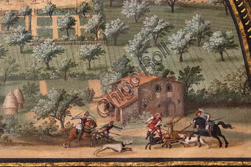 La lunetta 'La Magia' di Giusto Utens: Villa Medicea con scena di caccia