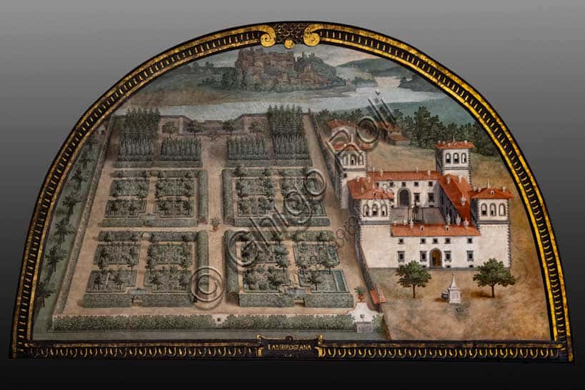 Lunetta 'L'Ambrogiana' di Giusto Utens: Vista della Villa Medicea