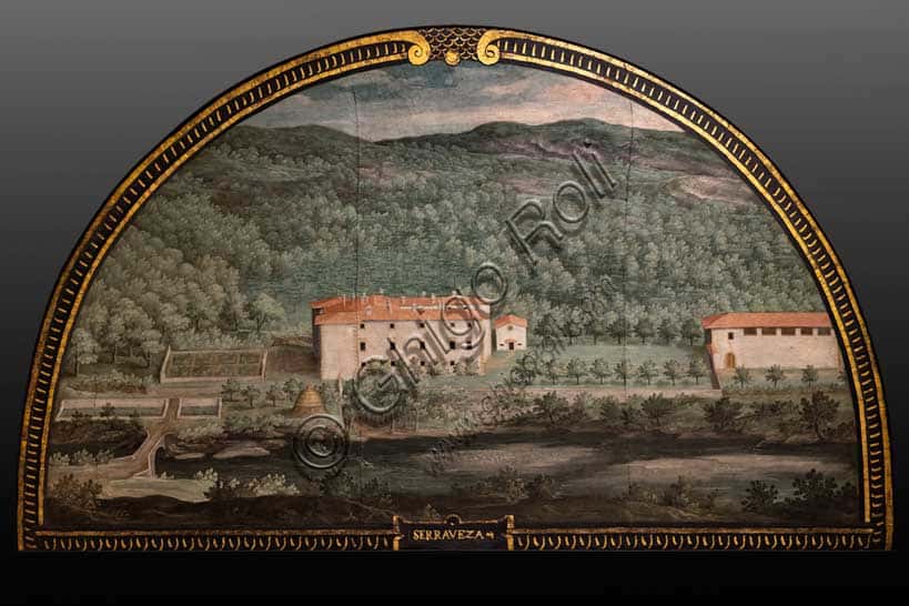 Lunetta di Seravezza: Veduta della Villa Medicea a Firenze