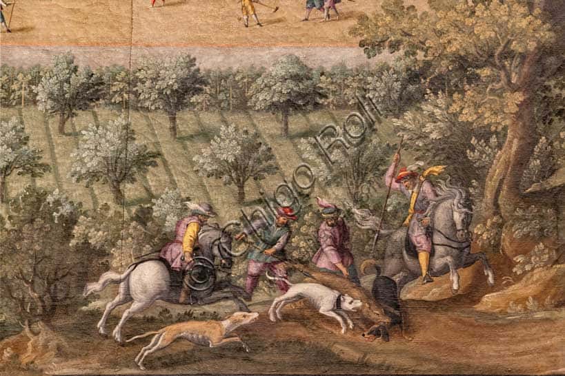 Lunetta di Villa Lappeggi di Giusto Utens: Veduta con Scena di Caccia, 1599-1602