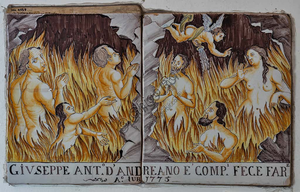 "Anime in Purgatorio", Maiolica di Deruta di Giovanni Meazzi (1771)