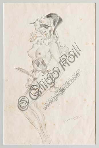 Mario Molinari: Erotic Pencil Drawing "The Carnival" (1903-1966)