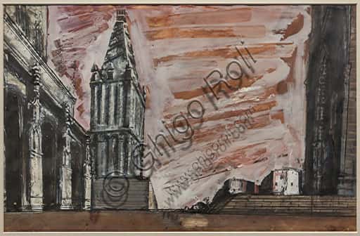 Mario Sironi: Set Design Sketch for Verdi's Don Carlos