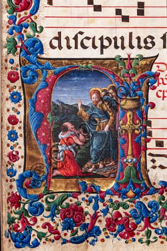 Christ and the Leper: Illumination by Liberale da Verona in Siena Cathedral