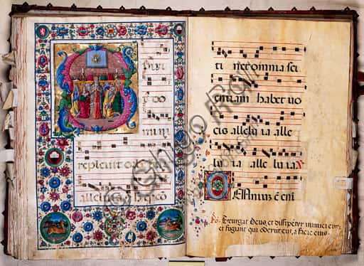 Pentecost Illumination: Choir Book Miniature by Girolamo da Cremona