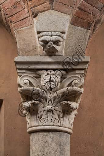 Corinthian Capital with Sculpted Face in the Ghirlandina Tower, Modena