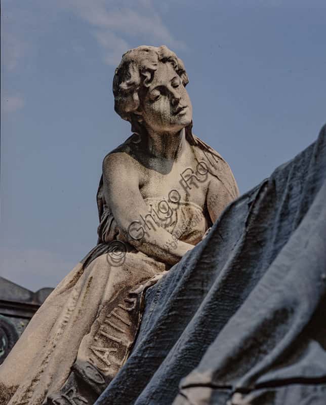 Pietro Caccia Monument by Donato Barcaglia at the Monumental Cemetery of Milan